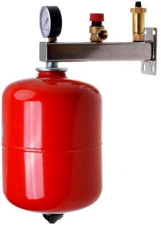 Aqbau Set Membran-Ausdehnungsgefäß Heizung 12 L mit Sicherheitsgruppe | Für geschlossene Kreisläufe | 3/4 Zoll AG | 3 bar Vordruck | -10 bis +100 °C | verzinkter Stahlflansch