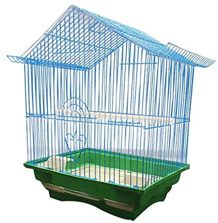Bird Cage/Birdcages Top with Hook Bird Cage 28 * 21 * 38CM Parrot Bird Villa Plating Craft Iron Bird Cage 3 Colors Birdcage Parrotlets Aviary (Color : White) (Blue)