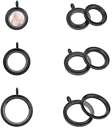 UNICRAFTALE 3 st 3 storlekar minnesmedaljong hängen glas foto berlocker runda flytande medaljonger svarta 304 rostfritt stål hängen bildram bukett berlocker för halsband smyckestillverkning