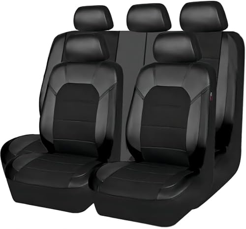 9PCS Ensembles De Housses Siège Voiture pour Peugeot 3008 II SUV 3008 GT 2016 2017 2018-2023, Cuir Confortable Respirant ImperméAble Nonslip Protection Couvre Sieges,A Black