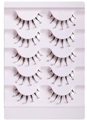 Holzsammlung Falsche Wimpern, 10 Paare Glitzer Kristalle Wimpern 20MM Fake Lashes Künstliche Wimpern Set, D Curl Lashes Faux Fiber False Eyelashes Wispy Fluffy DIY Natürlich Wimpernverlängerungs Set