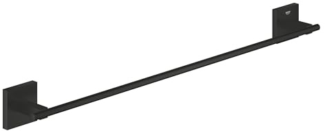 GROHE Start Cube, Handtuchhalter ohne Bohren (für ein großes Handtuch, 65cm breit, zum Kleben oder Bohren, mit Schrauben und Dübel, ohne Kleber, verdeckte Befestigung), eckig, schwarz, 410892430