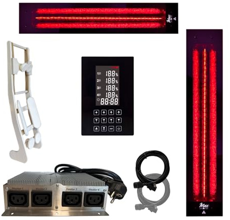 SET frameless InfraROTmed MAX© Tiefenwärmestrahler 1x500W + 1x1300W + Steuerung icon 4 TOUCH, 1x Lehne, Infrarotstrahler Sauna Infrarotkabine, Vollspektrumstrahler (1x500W + 1x1300W + S + Lehne)