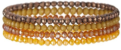 JewelryWe Perlenarmband Damen Elastisch Armband: Boho Kristall Imitation Perlen Stretch-Armband Mehrschichtiges Steine Stapelbare Armkette Armreif Geschenk für Frau Freundin