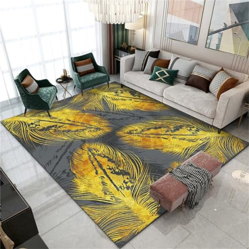 Kinderteppiche Jungs Gelber, Maschinenwaschbarer Teppich Mit Einfachem Federmuster Für Zuhause, Schlafzimmer, Nachttisch Und Balkon Bodenmatte Kinderzimmer 200X250Cm Grau Auslegware Teppichboden