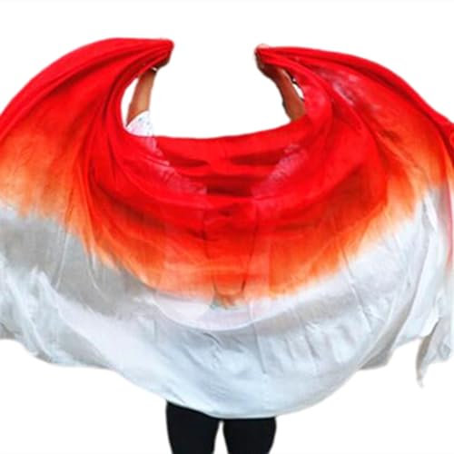 QSCTYG Frauen Bauchtanz Schleier Seidenschleier for den Bauchtanz, Handschal, einfarbig, Purpe, Tänzerin, Kostümzubehör, Weiß, Grün 52 (Color : 18, Size : 200X90cm-Girl Size)