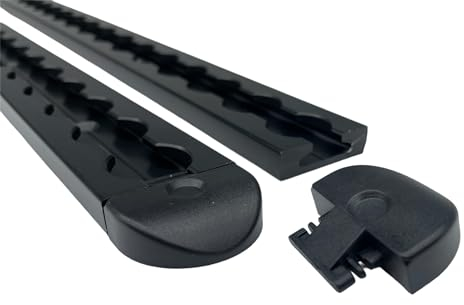 lasiprofi Airlineschienen mit Endkappen, 1.0 m, schwarz KTL-beschichtet, gebohrt, eckig, 34 x 9,6 mm | Zurrschiene | für Transporter, Wohnwagen, Sprinter | Aluminium (Starterset 2.2)