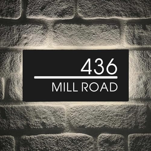 3D LED Moderne Numéro De Maison Personnalisé Avec Rétroéclairage Pour Adresse Et Numéro De Maison Pour Maison, Bureau, Hôtel, Plaque D'adresse De Maison,Illuminée Panneau D'Extérieur (40x20cm)