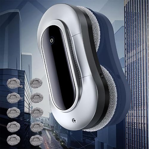 2024 Robot for la pulizia delle finestre, Robot intelligente for la pulizia dei vetri delle finestre con serbatoio da 70 ml e 5 paia di panni di ricambio, Lavavetri automatico for finestre interne/est