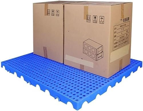 Kunststoffpaletten, Kunststoffpaletten-Lagerpalette, ineinandergreifende Feuchtigkeitsbarriere, atmungsaktive Frachtlagermatte für Supermarktlager für Zwinger, Garten, Keller, Terrasse (Farbe: Blau,