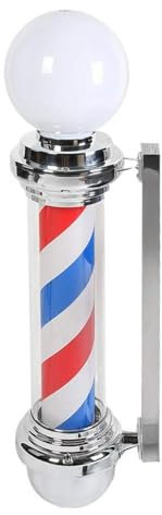Poste de barbero LED de 32 Pulgadas, luz de Poste de barbería, Tiras giratorias Rojas, Blancas y Azules, Letrero iluminador Impermeable para Montar en la Pared, luz de Pared para Exteriores para Pel