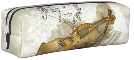 Aminnu Trousse à crayons motif papillon et violoncelle - Durable - Pour étudiant - Fermeture éclair - Convient pour l'école et le bureau - Unisexe, blanc, Taille unique, Trousse de maquillage