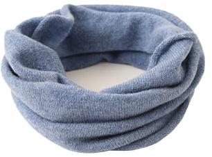 YUONNY 100% Kaschmir Loop Schal für Damen Herren, Weich Warm Gestrickte Schlauchschal Solid Farbe, Herbst Winter Rundschal Unisex Mode Kreis Halswärmer Winddicht Loop Strickschal, Warme Geschenk Blue