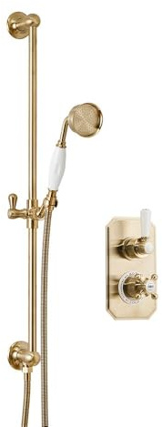 MILANO Thermostatic Mixer Valve Riser Rail Hand Shower Kit Brass