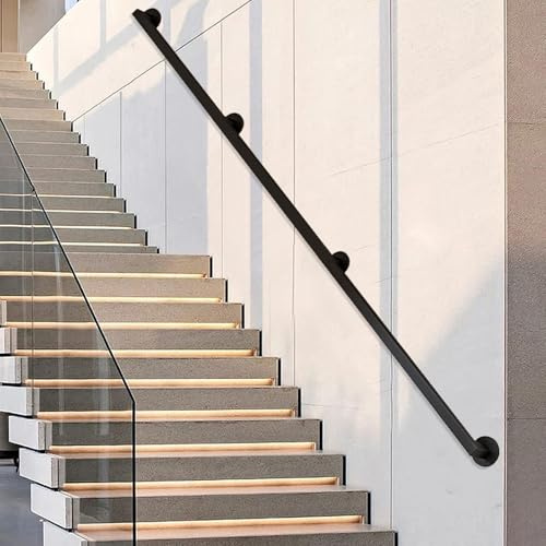 Staircase Handrail Wall Mount Banister Hand Railing - 1m 1.2m 1.5m 1.8m 2m 2.5m 3m 3.3m 3.6m 4m 4.2m Handrails for Stairs | Wall Balustrade Non-Slip Industrial Step Baluster Indoor Outdoor(14ft/420cm)