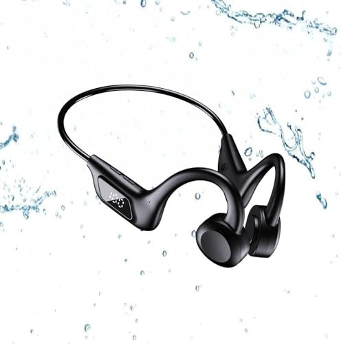 2024 NEW Air Conducted Headphones，Open-Ear Sports Earphones with Mic，Sweat Waterproof Air Conduction Bluetooth Wireless Headset for Running Workout Driving，8H Playtime，Pulggable Memory Card (Black)NEW