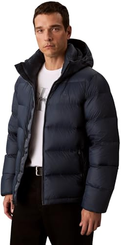 Calvin Klein Cazadora acolchada Hombre Nylon Zip Off con capucha, Azul (Ink), XL