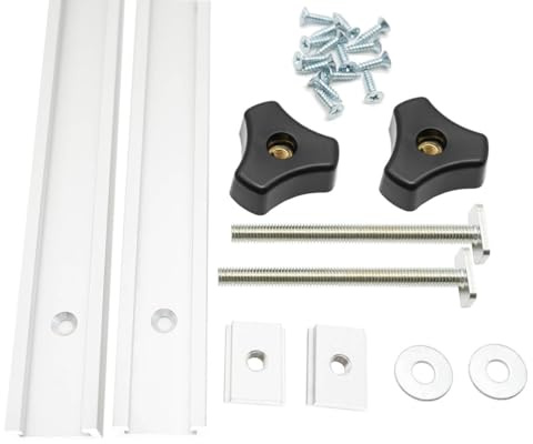 Iverntech 2er-Set Silberne 300 mm Aluminium T Track T-Nutenschienen mit M8 Schieber, M8 Schrauben mit Knaufschrauben, selbstschneidenden Schrauben für Holzbearbeitungsschablonen