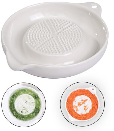 Grattugia in Ceramica Multifunzione per Zenzero, Aglio, Cipolla e Altri Alimenti, Design con Piccoli Denti Affilati, Resistente al Calore, Adatta a Lavastoviglie e Microonde, Colore Bianco