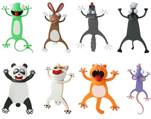 8 Stück schöne Lesezeichen, lustiges 3D-Cartoon-Lesezeichen, Tiere für Studenten, Büro, Schreibwaren, kreatives Geschenk, ideal für Jungen und Mädchen