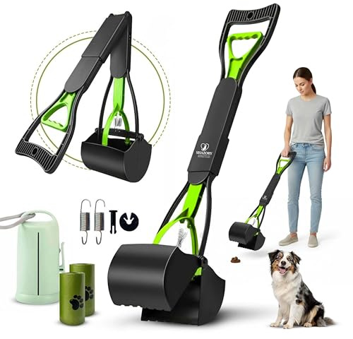 SHAZORY Pooper Scooper for Dogs & Cats – Long Handle, Heavy-Duty Design with Bag Dispenser, Poop Scooper for Large Dogs, Dog Poop Scoop for Yard, Portable for Pet Parents & Dog Walkers (28)