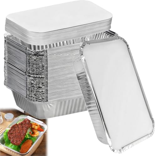 WizeFolk Aluschalen Grill,40er-Pack Abtropfschalen für Weber,Aluminium Tropfschalen, Aluminiumfolien-Fettschaleneinlagen,Alu Grillschalen,Wiederverwendbar,Grillzubehör 20 x 15 x 5 cm