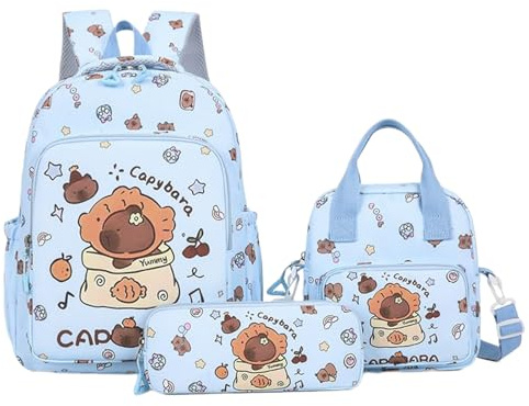 Générique Sac à Dos Capybara pour Garçons | Trousse Scolaire Mignonne Esthétique - Panier Repas Pique-Nique Collégienne Étudiante Adulte