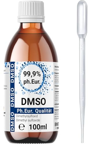 1x 100ml DMSO 99,9% – Dimethylsulfoxid in Pharmaqualität nach Ph. Eur – Hochreine Lösung in UV-geschützter Braunglasflasche – 99,9% Reinheit