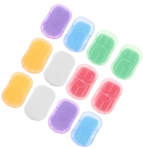HYTROVE 12 Cajas Portátiles de Hojas de Jabón para Viajes, Láminas Seguras para Lavar Cuerpo y Ropa, Material PP, Ideales para Camping y Actividades al Aire Libre