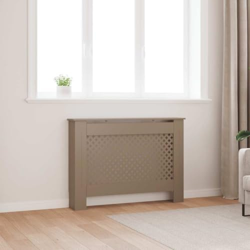 Ordellia Revêtement de radiateur en MDF 112 x 19 x 81,5 cm, design à lamelles, avec motif nid d'abeille, couverture pour accessoires de radiateur, crée un espace de rangement pour la décoration et les