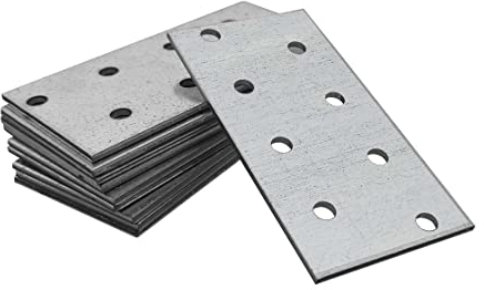 OMIDEAS 10 x Lochplatten (80 x 40 x 2) Flachverbinder Holzverbinder Verbindungsplatte Verbinder, Silber Verzinkt