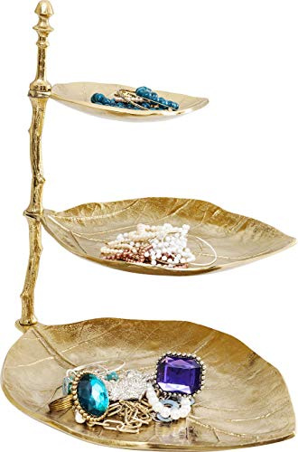 Kare Design Etragere Leaf, Gold, 46x32x45 cm | Aluminium, fürs Wohnzimmer, vielseitig kombinierbar, zeitlos