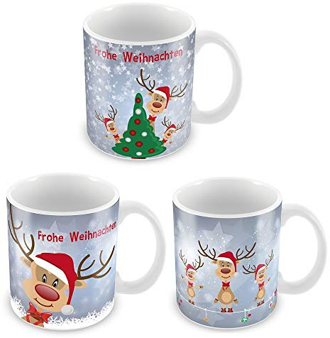 Annastore 36 x Glühweinbecher - Weihnachtstassen mit Rentiermotiv - Glühweintassen Größe 36 x Tassen
