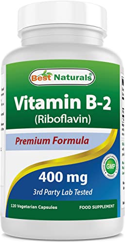 Best Naturals Vitamin B2 (Riboflavin) 400mg - Veggie Capsules - Conezyme Precursor - 120 Count