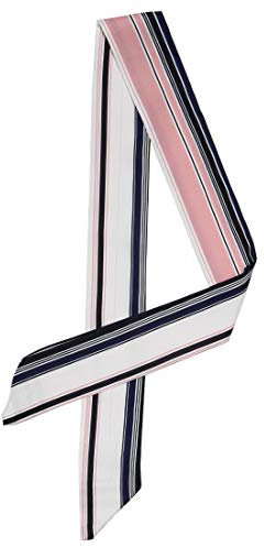 sourcing map Damen Skinny Scarf Sharp Neck Schals Doppelseitiges Polka Dots Streifen Herzdruck Halstuch Navy Blau Rosa Einheitsgröße