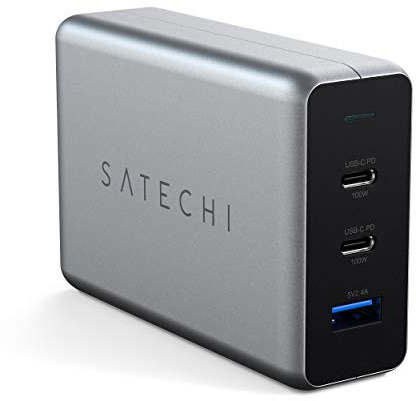 Satechi Cargador de Pared Compacto 100W USB-C PD – Tecnología GAN – Compatible con 2020 MacBook Pro 16-Inch, 2020 iPad Pro, 2020 iPad Air, 2020 MacBook Air, iPhone 13 Pro Max/13 Pro/13 Mini/13 (UK)