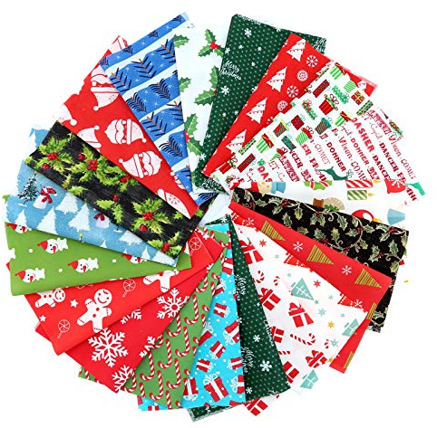 SAVITA 20 Stück 20x25cm Weihnachten Baumwolle Stoff Bündel Patchwork Stoffe Paket Baumwollstoff Weihnachtsmotiv Stoff Patchworkstoffe Weihnachtlich