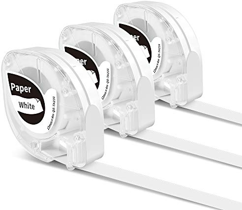 3x Phomemo P12 Etikettenband Original 12mm x 4m Schwarz auf Weiß Q5-TA231 | Selbstklebendes Wirtschaftsetikettenpapier, für Phomemo P12/P12 Pro/LT12 Etikettendrucker, Kompatible mit Dymo LetraTag