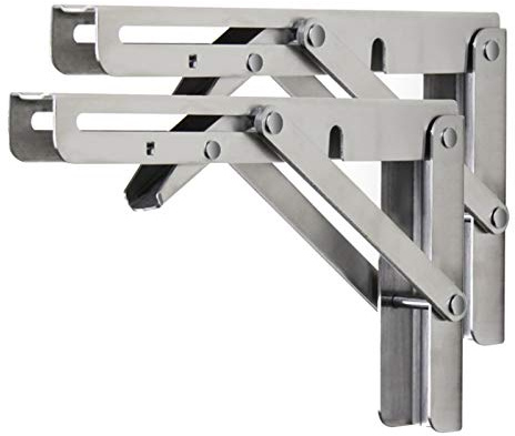 Équerre Pliante 2 pièces Équerre Étagère Pliable Support d' Étagères Pliants en Acier Inoxydable Cadre de Support d'étagère Support Mural Triangulaire pour Etagere Murale de Table(200mm*115mm)