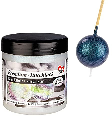 Ideen mit Herz Barniz de inmersión de alta calidad | Efecto cristal | Cristal transparente con purpurina iridiscente | 250 ml
