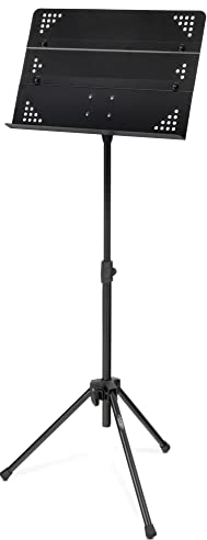 Classic Cantabile OSS-01 Orchesterpult - Transportfreundliches Orchesterpult mit steckbarer Notenablage - Kompaktes Packmaß beim Transport - Höhenverstellbar von 53 bis 116 cm - Schwarz
