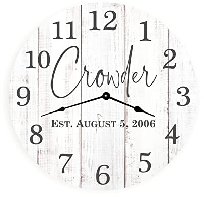 MRC Wood Products Custom Personalized Wall Clock with Family Last Name and Established Date Multiple (18 Inch Diameter)