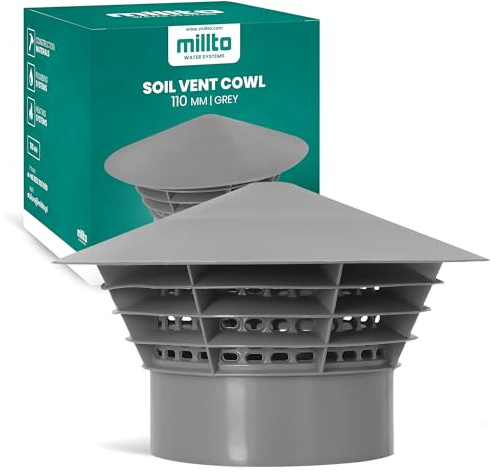 Millto™ Roof Vent Cap, Drain Pipe Connection, Waste Water Vent End Cap, Chimney Pipe, Rain Cover, Socket Plug (110 mm)