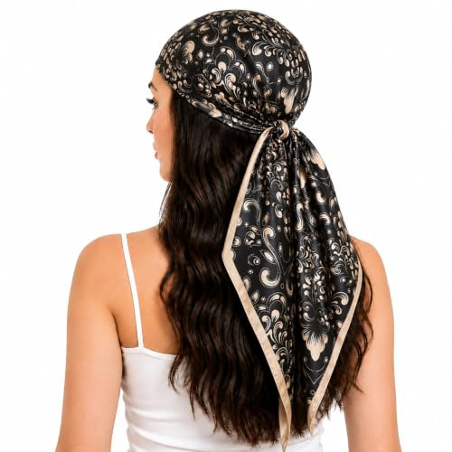 FAIRYGATE Damen Seide Gefühl Schal Kopftücher Halstuch Schal Frauen Elegant Seidenschal Business Seidentuch 29006