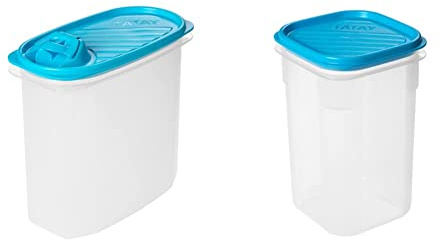 Tatay Porta Gazpacho y Alimentos Fresh, 2L de Capacidad, Libre de BPA, Color Azul, 1 Unidad Medidas 18,4 x 9,7 x 19 cm & Fiambrera de Alimentos, Hermética, Color Azul. Medidas: 10 x 10 x 16.5 cm
