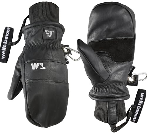 Wells Lamont HydraHyde Winter Mittens for Women & Men, Insulated for Cold Weather, Snow & Ski Mittens, 1199 (Black, Large)