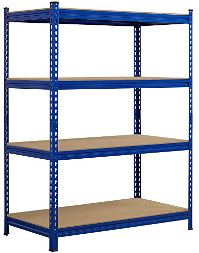 Yaheetech Garage Storage Shelves 4-Tire Heavy Duty Shelving Units for Workshop/Home,320kg Per Shelf,112 x 60 x 150cm, Blue