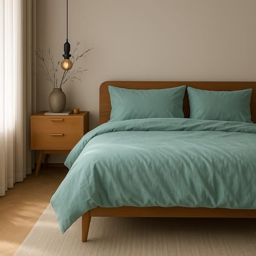 VEL VET HOME Bettwäsche 135x200 Baumwolle Bettbezug 135x200 cm mit Kissenbezug 80x80 cm Hohe Qualität Bettwäsche-Set mit Reißverschluss 100% Baumwolle Made in EU Minze 135 x 200