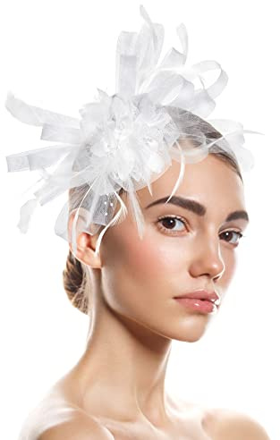 MILAX Fascinator Hut Damen Damen Fasching Kostüm Accessoires Party Hat Headwear Elegant Cocktail Wedding Headbands for Women Girls Fascinator Pill Box Hat Wedding Clip