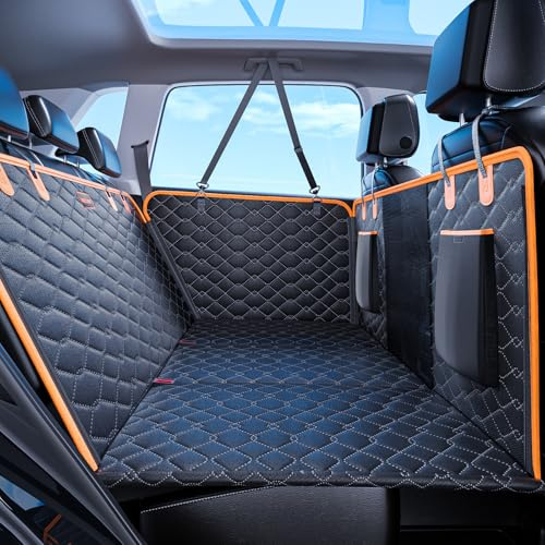 MIXJOY Rücksitzverlängerung für Hunde, Harte Unterseite, Hundeautositzbezug für Rücksitzschutz, wasserdichte Hunde Rücksitzbezug für Auto, Faltbare Hundehängematte für Auto-Reisezubehör, Schwarz
